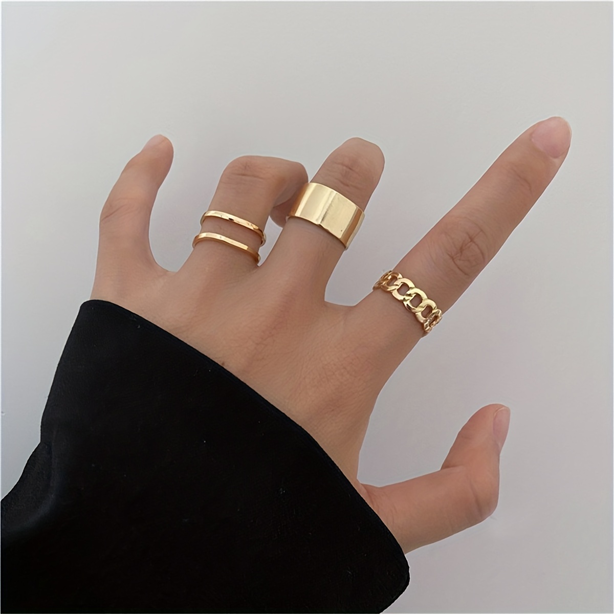 Hip hop Open Adjustable Ring Three Pieces Finger Ring